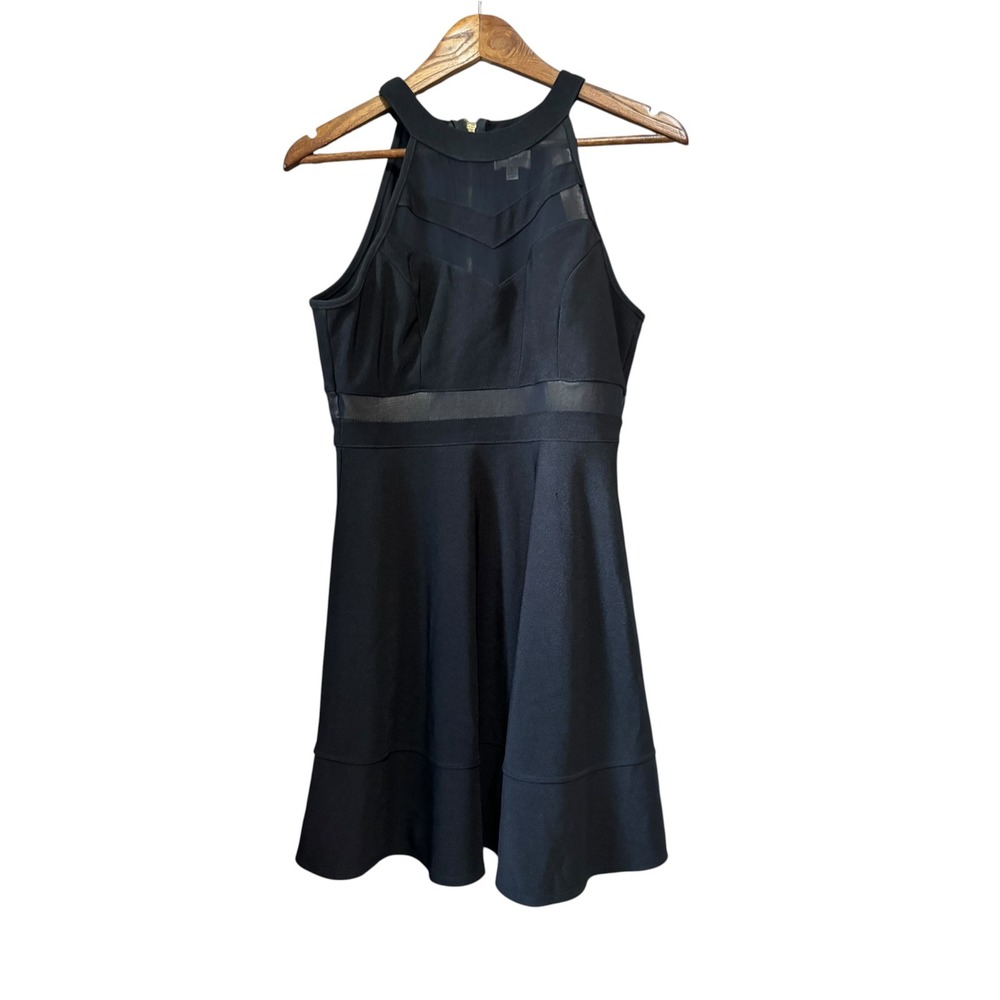 Honey and Rosie Dress Womens L Black Excellent Mesh Halter Skater Zip Back